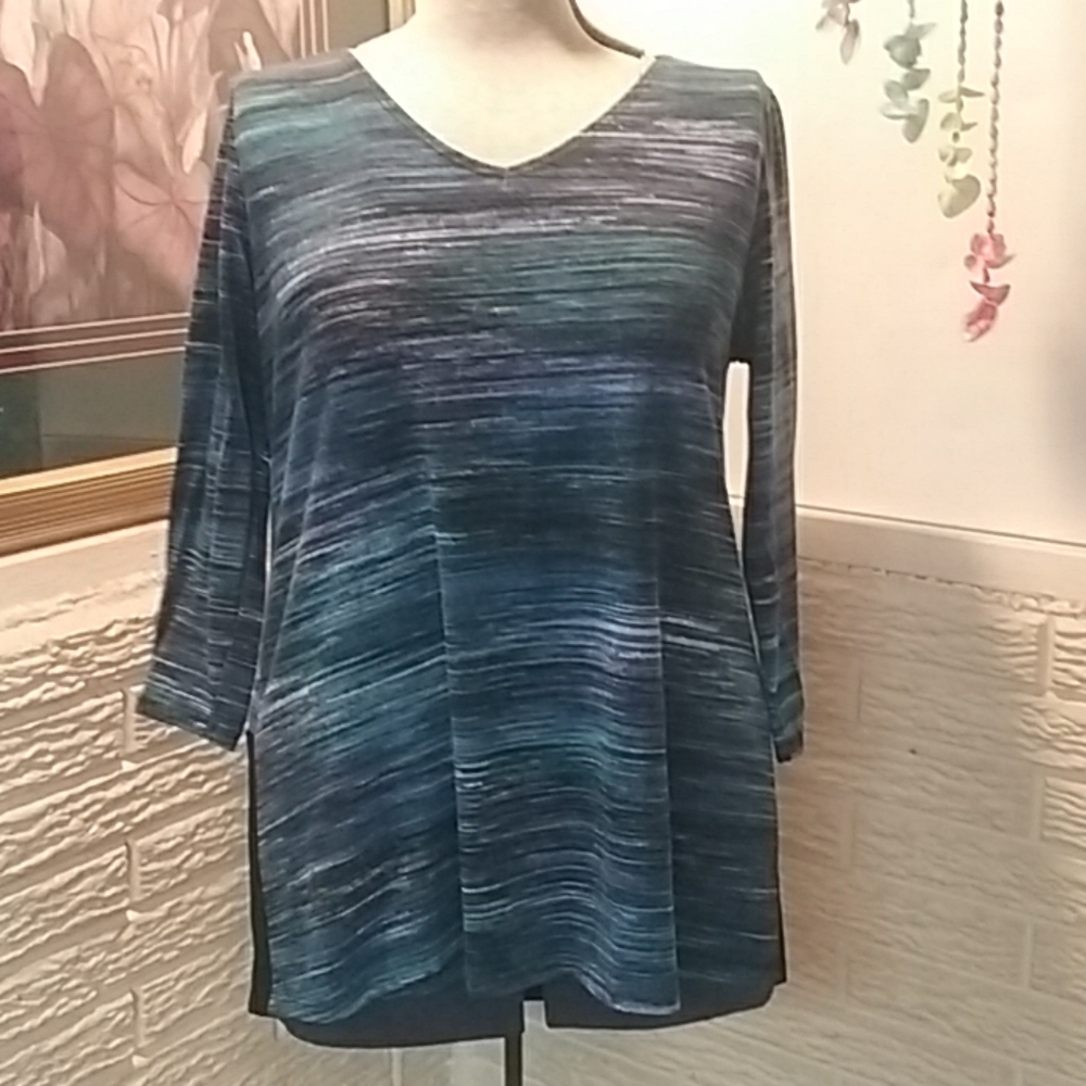 Bleeker & McDougal Blue Striped Casual High low